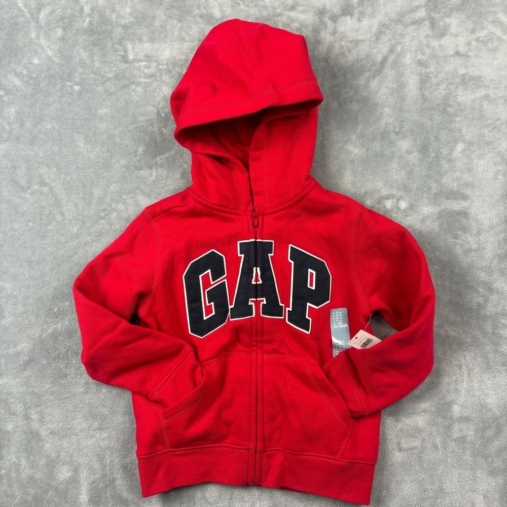 Baby Gap Logo Red Zip Hoodie Logo 5T NWT Classic Cozy‎ Giftable Wardrobe Staple